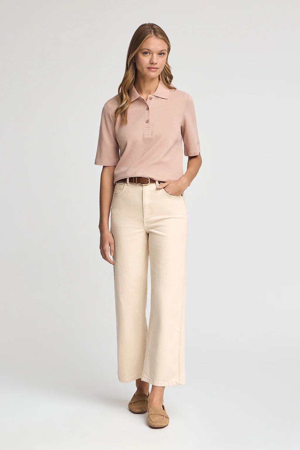 Pale-pink half-sleeve polo shirt with Polo Club embroidery - Image 4