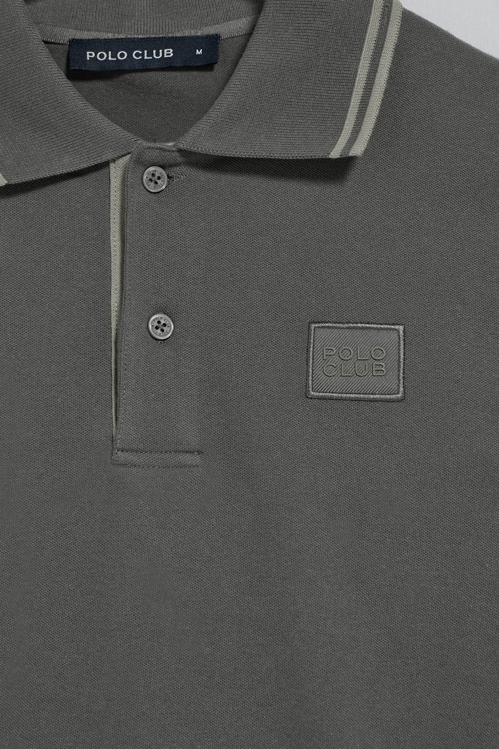 Asphalt-grey polo shirt with two buttons and Polo Club logo - Image 6