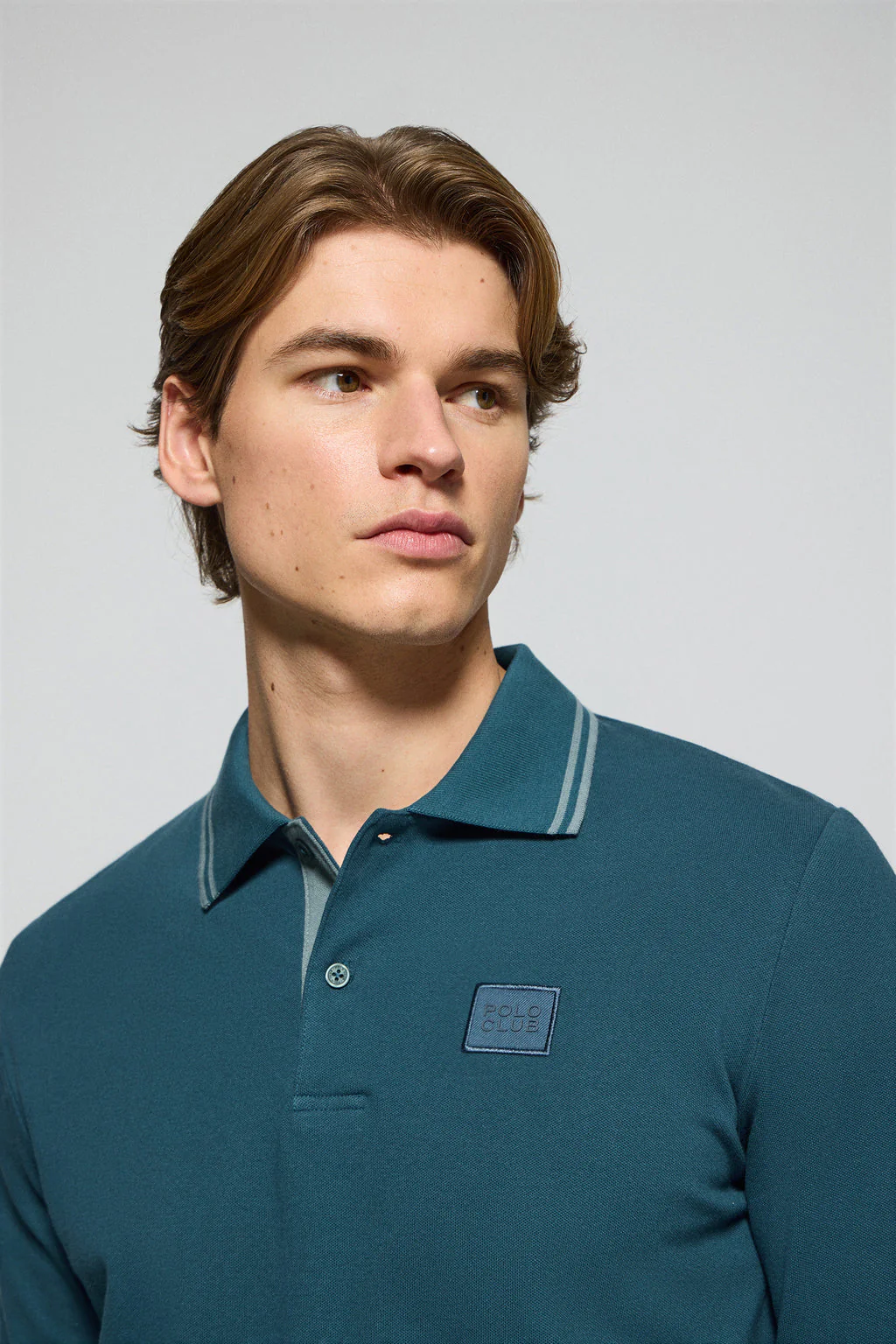 Blue polo shirt with two buttons and Polo Club logo - Image 3