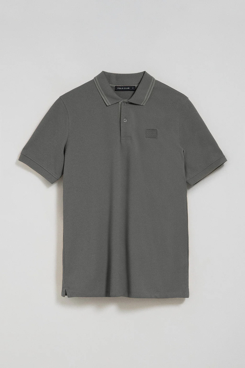 Asphalt-grey polo shirt with two buttons and Polo Club logo - Image 6