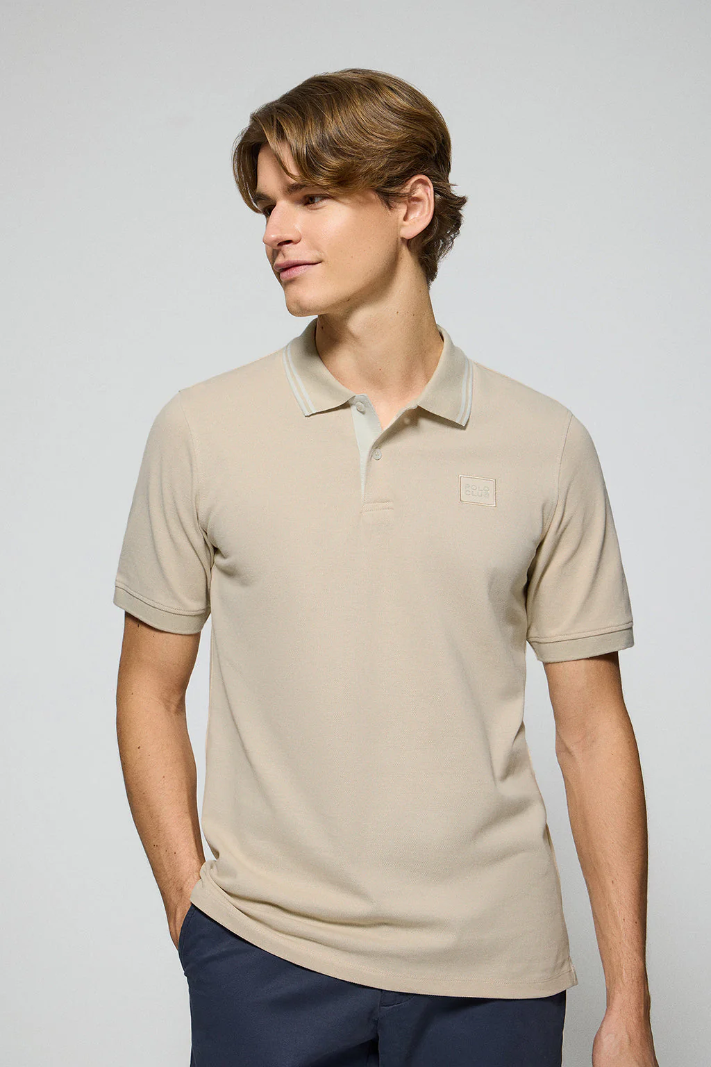 Beige polo shirt with two buttons and Polo Club logo - Image 2