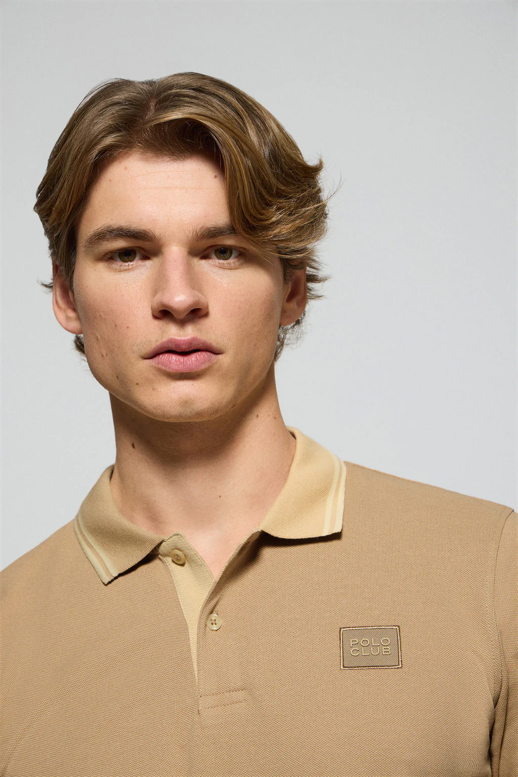 Camel polo shirt with two buttons and Polo Club logo - Image 2