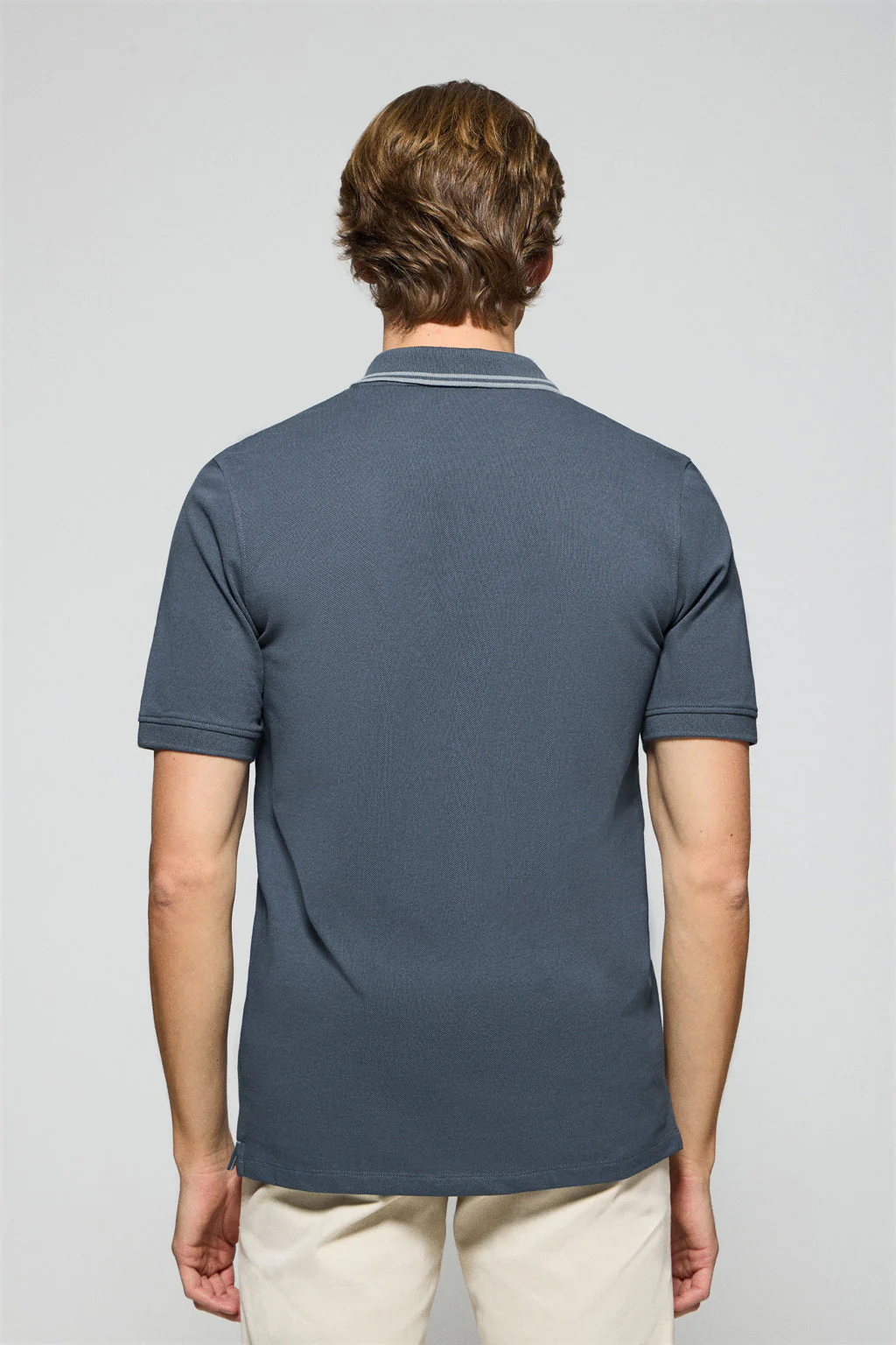 Denim-blue polo shirt with two buttons and Polo Club logo - Image 5