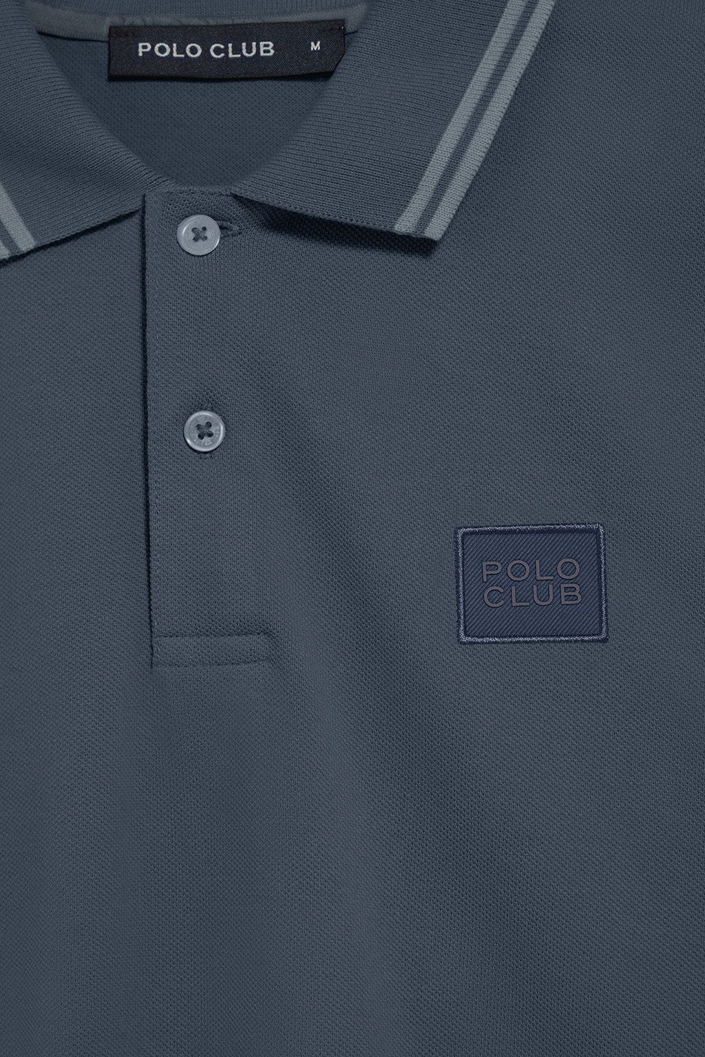 Denim-blue polo shirt with two buttons and Polo Club logo - Image 7