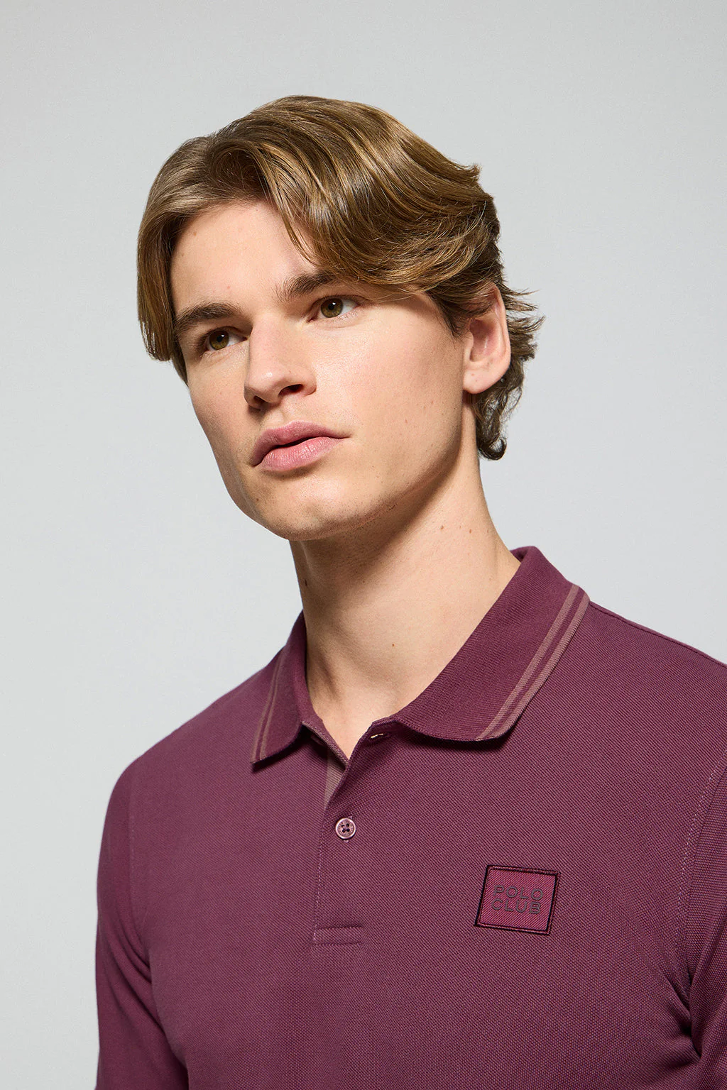 Plum polo shirt with two buttons and Polo Club logo - Image 2