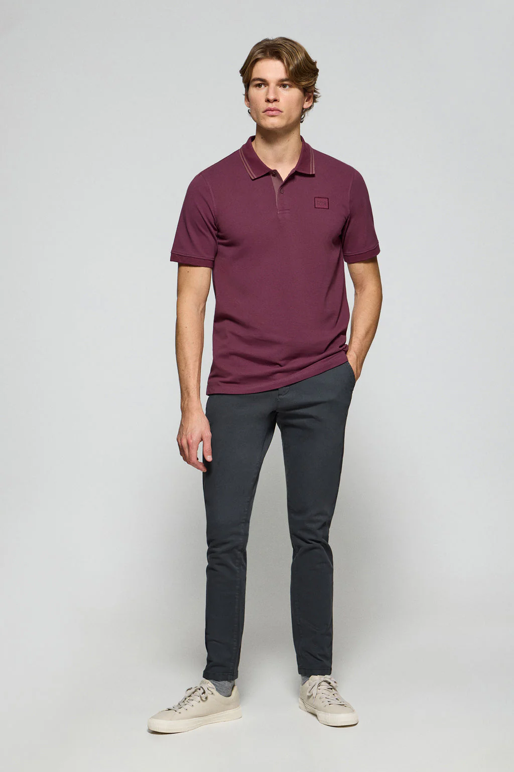 Plum polo shirt with two buttons and Polo Club logo - Image 3