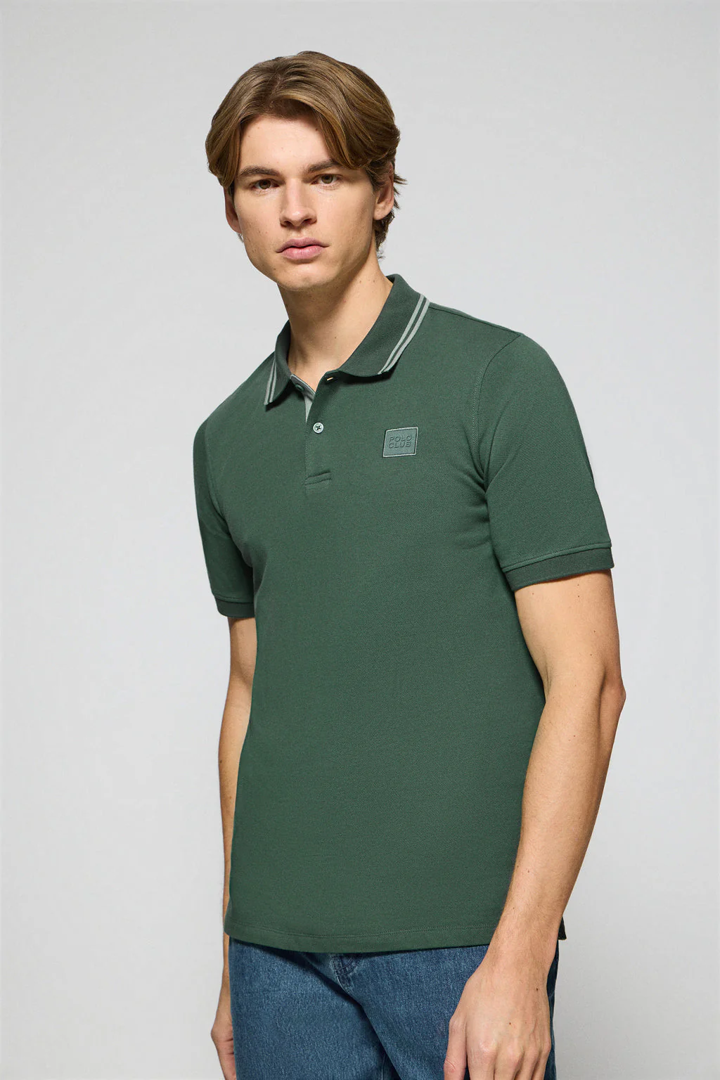 Green polo shirt with two buttons and Polo Club logo - Image 2
