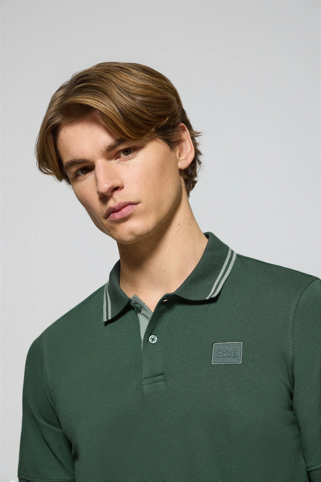 Green polo shirt with two buttons and Polo Club logo - Image 3