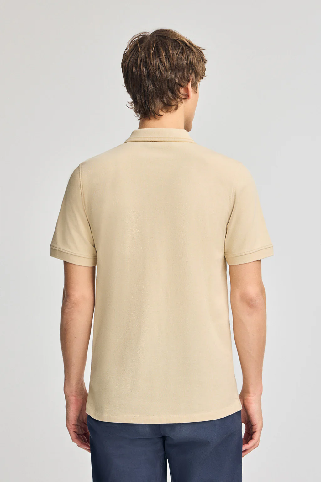Ivory short-sleeve polo shirt with two buttons and chest detail - Image 2
