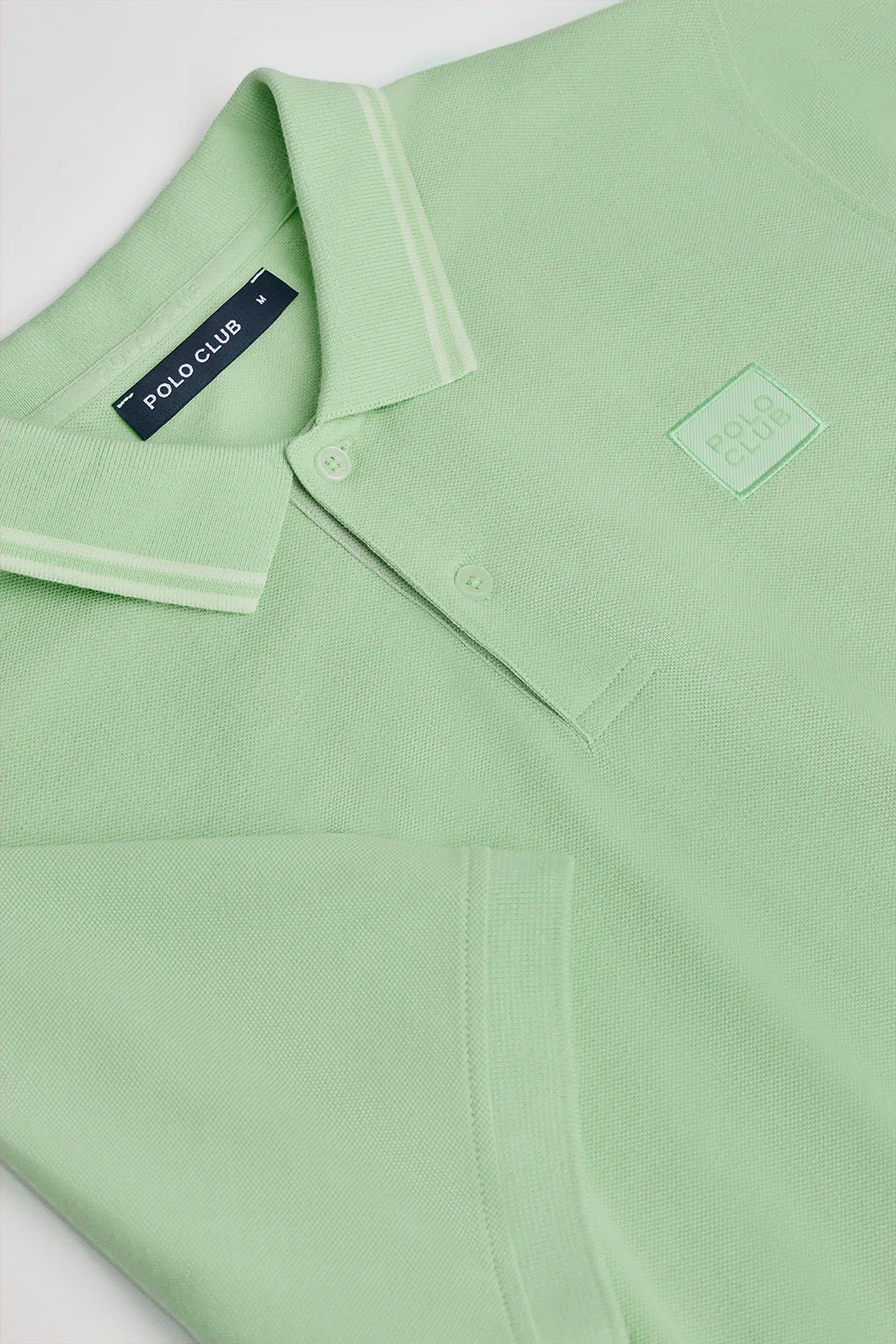 Mint short-sleeve polo shirt with two buttons and chest detail - Image 6