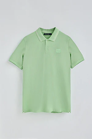 Mint short-sleeve polo shirt with two buttons and chest detail - Image 8