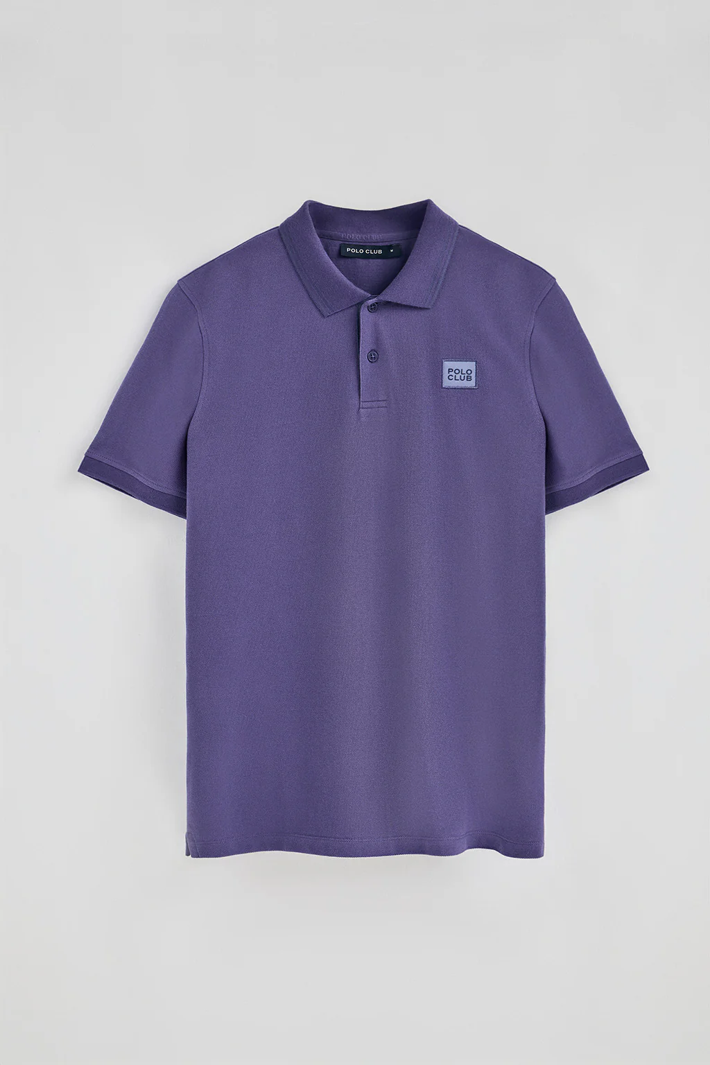 Blue-violet short-sleeve polo shirt with two buttons and chest detail - Image 7