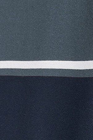 Denim-blue polo shirt Veil in bi-coloured pique with embroidered detail - Image 9