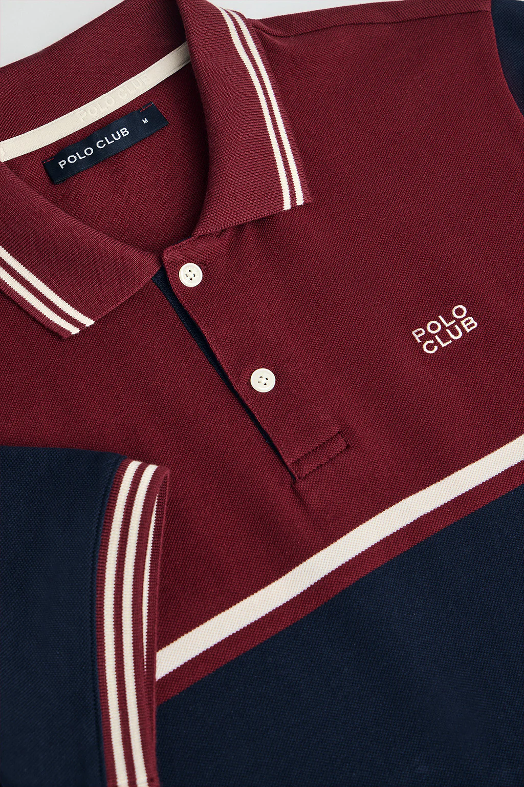 Maroon polo shirt Veil in bi-coloured pique with embroidered detail - Image 6