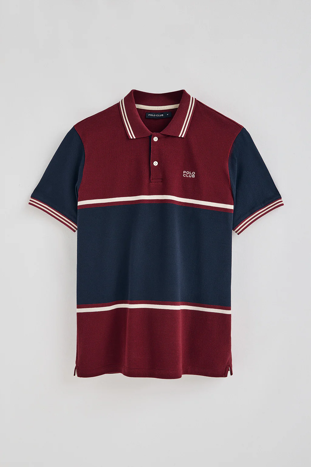 Maroon polo shirt Veil in bi-coloured pique with embroidered detail - Image 7