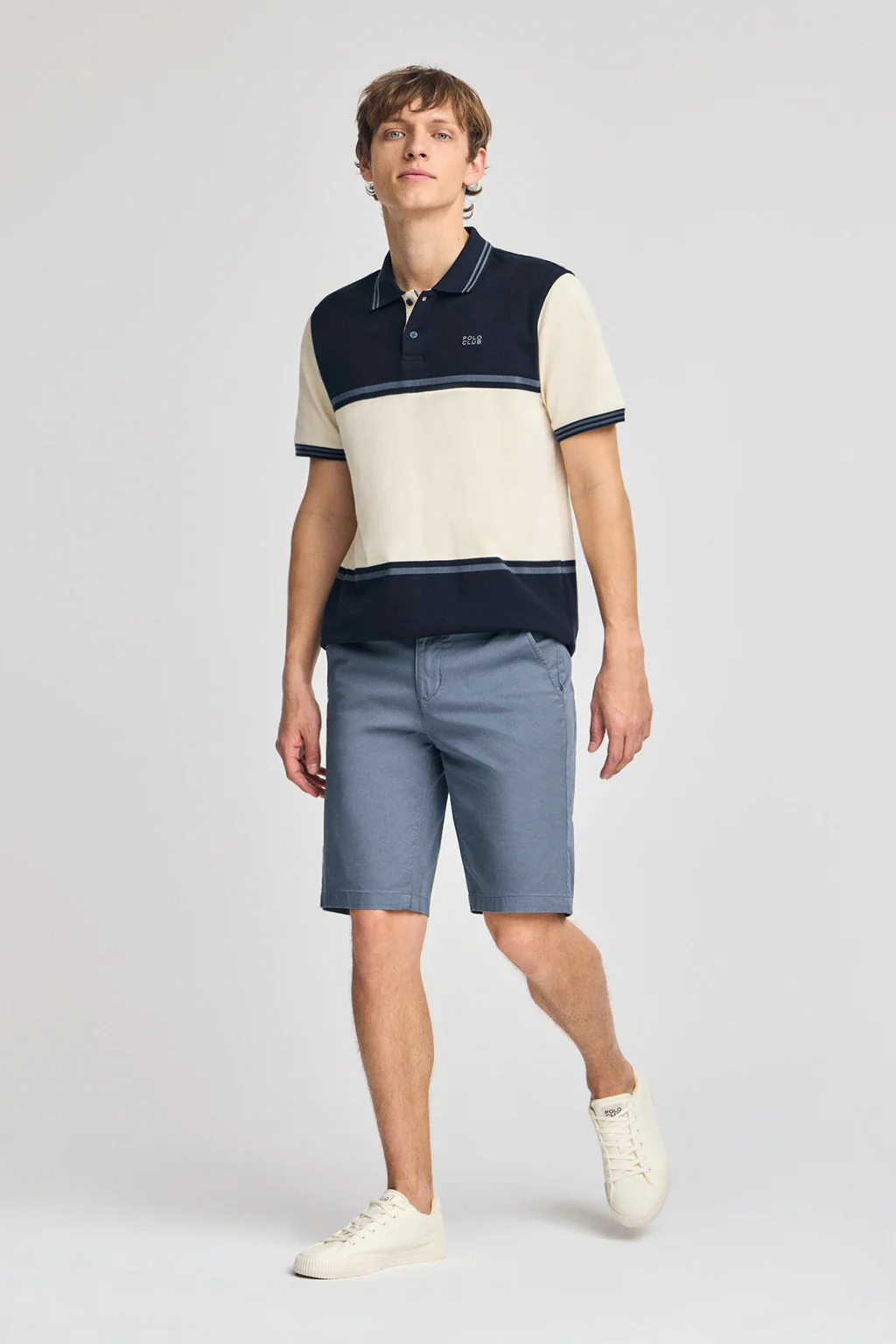 Navy-blue polo shirt Veil in bi-coloured pique with embroidered detail - Image 4