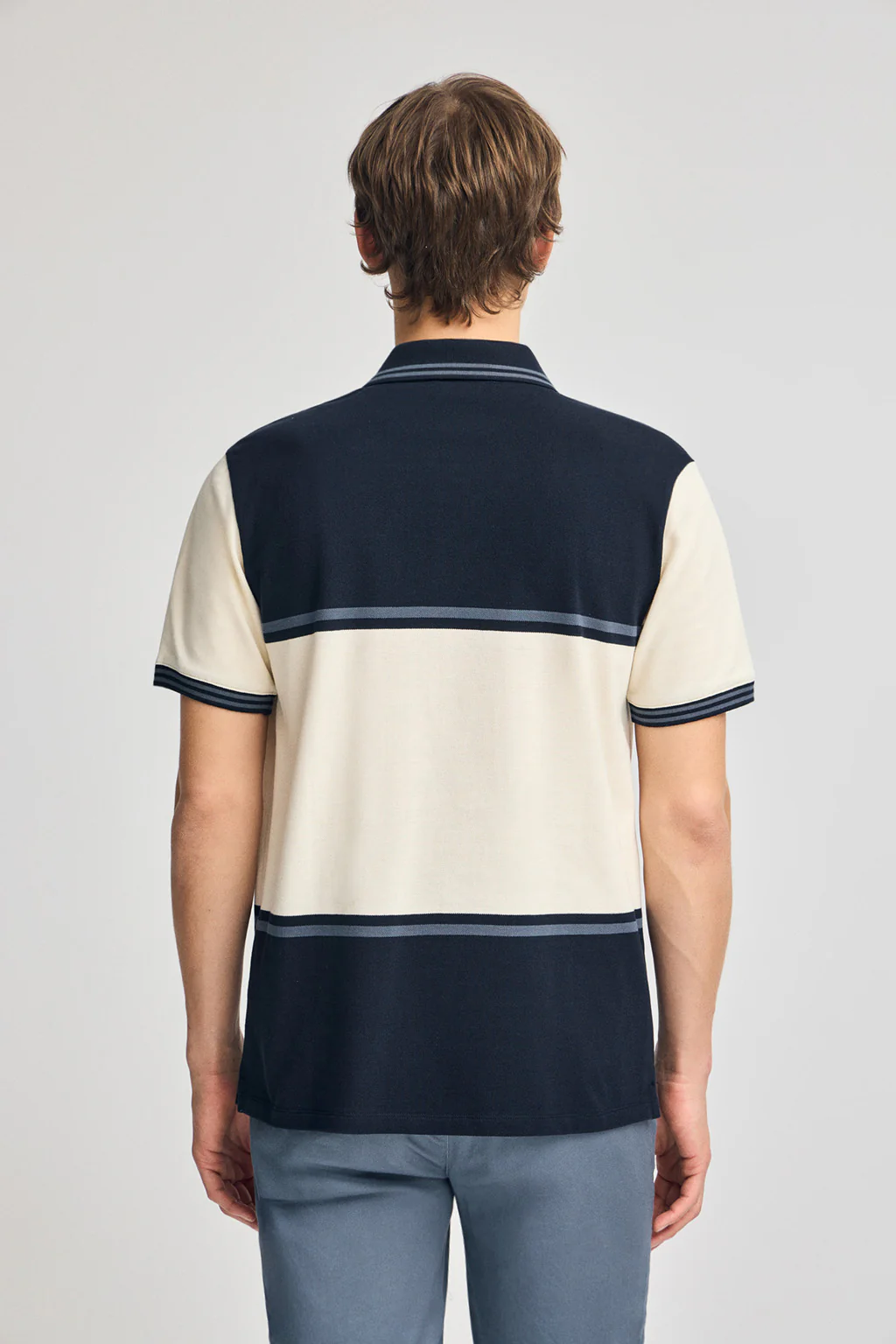 Navy-blue polo shirt Veil in bi-coloured pique with embroidered detail - Image 5