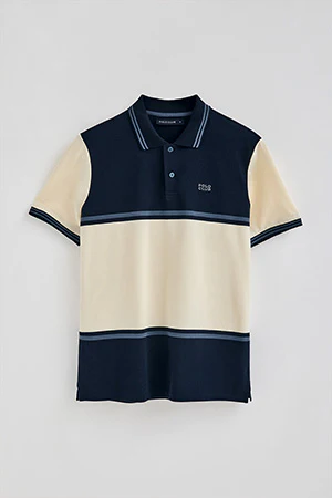 Navy-blue polo shirt Veil in bi-coloured pique with embroidered detail - Image 9