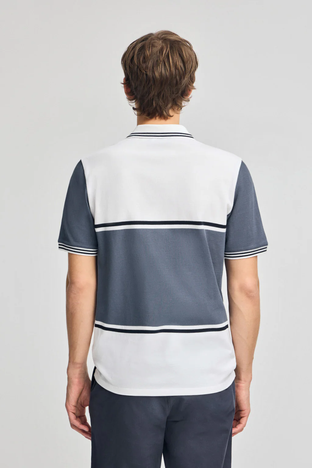 White polo shirt Veil in bi-coloured pique with embroidered detail - Image 6