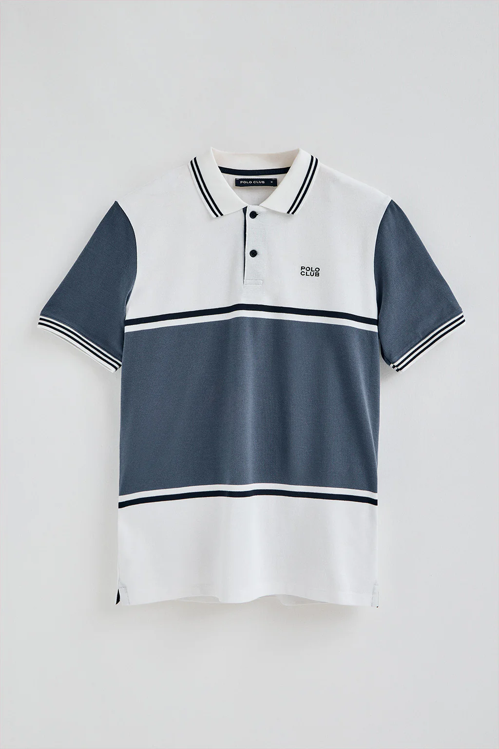 White polo shirt Veil in bi-coloured pique with embroidered detail - Image 8