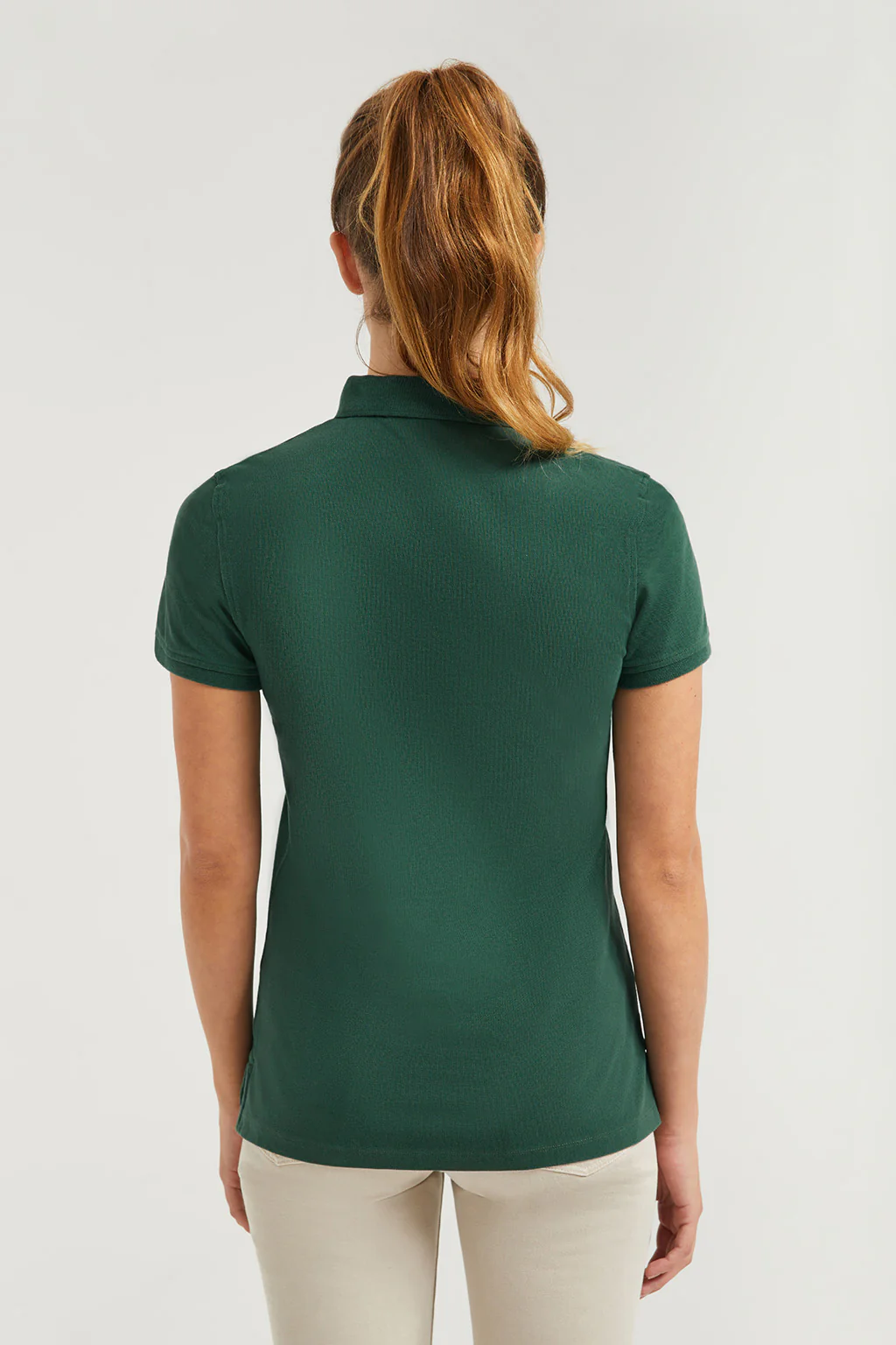 Bottle-green short-sleeve pique polo shirt with Rigby Go logo - Image 6