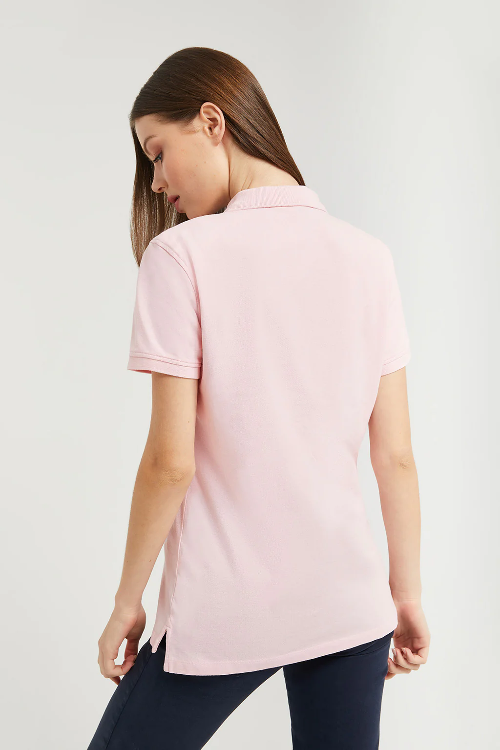 Pink short-sleeve pique polo shirt with Rigby Go logo - Image 5