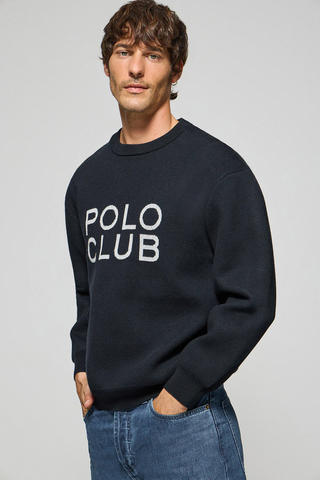 Navy-blue knit jumper Axel with Polo Club logo on the chest - Image 2