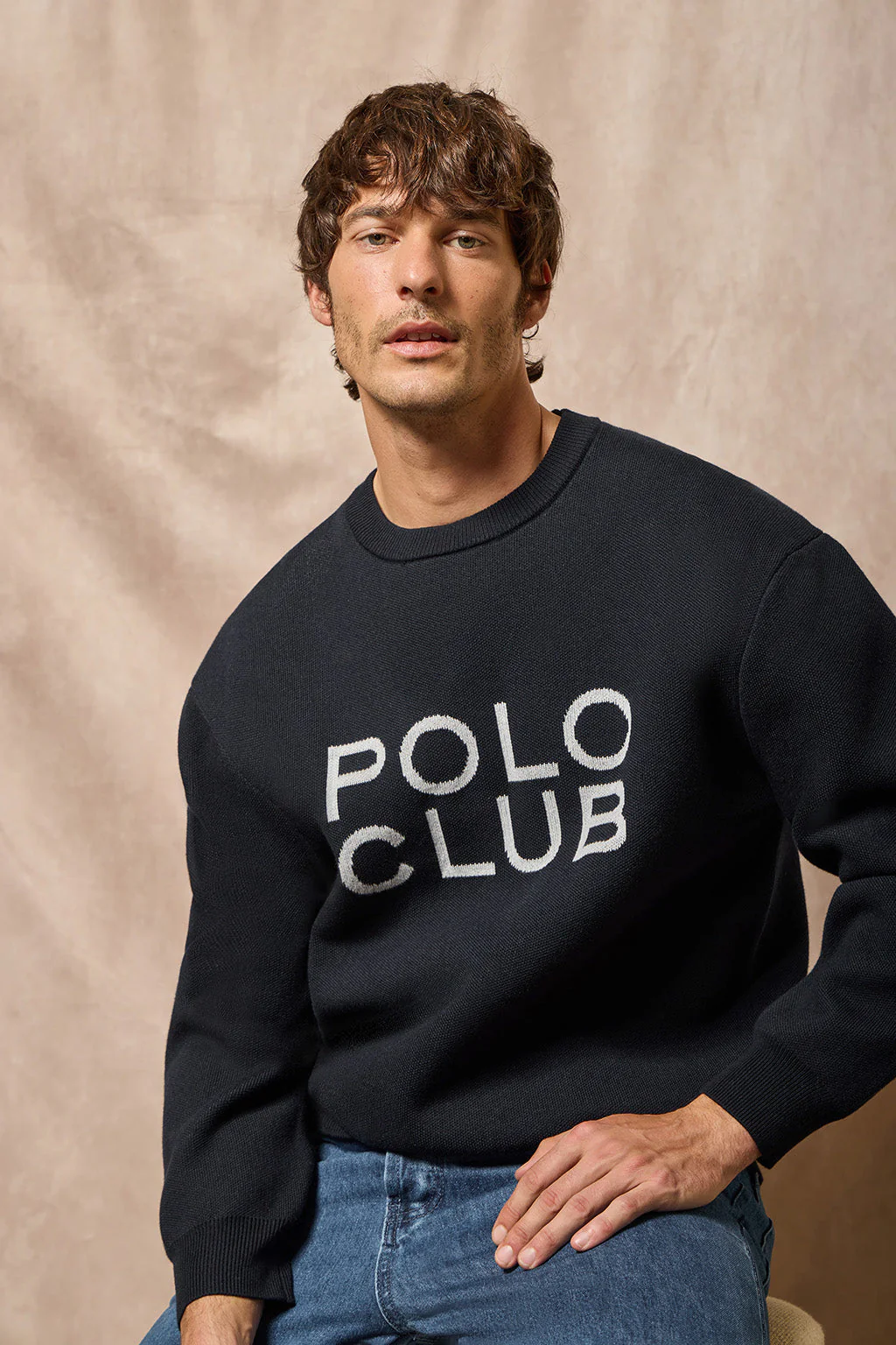 Navy-blue knit jumper Axel with Polo Club logo on the chest - Image 5