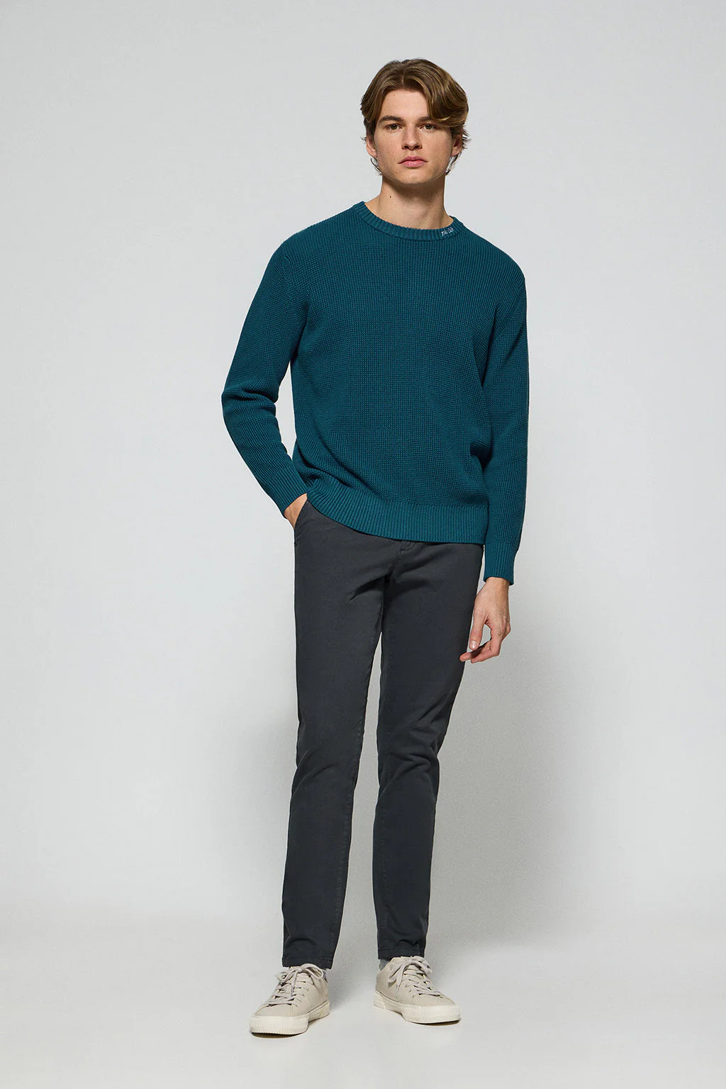 Blue round-neck knit jumper Biel with Polo Club embroidered detail - Image 3