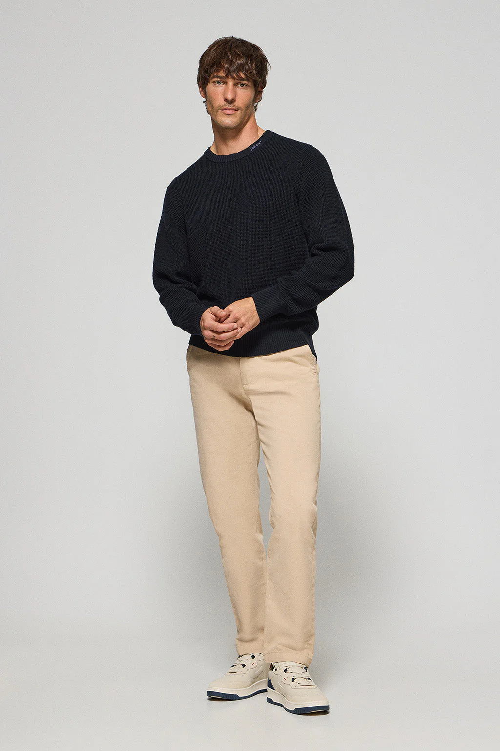 Navy-blue round-neck knit jumper Biel with Polo Club embroidered detail - Image 4