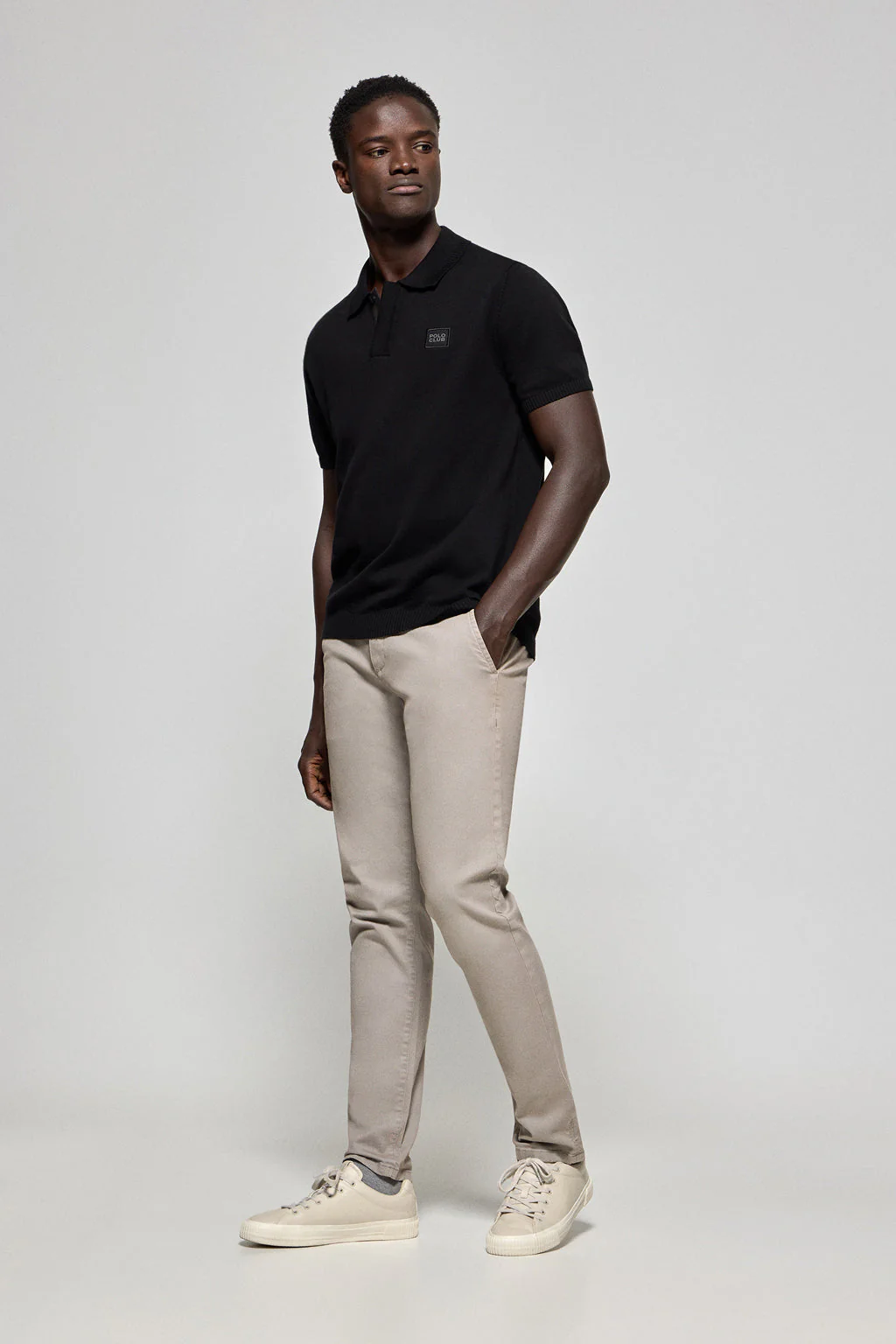 Black short-sleeve knitted polo shirt with Polo Club logo - Image 3