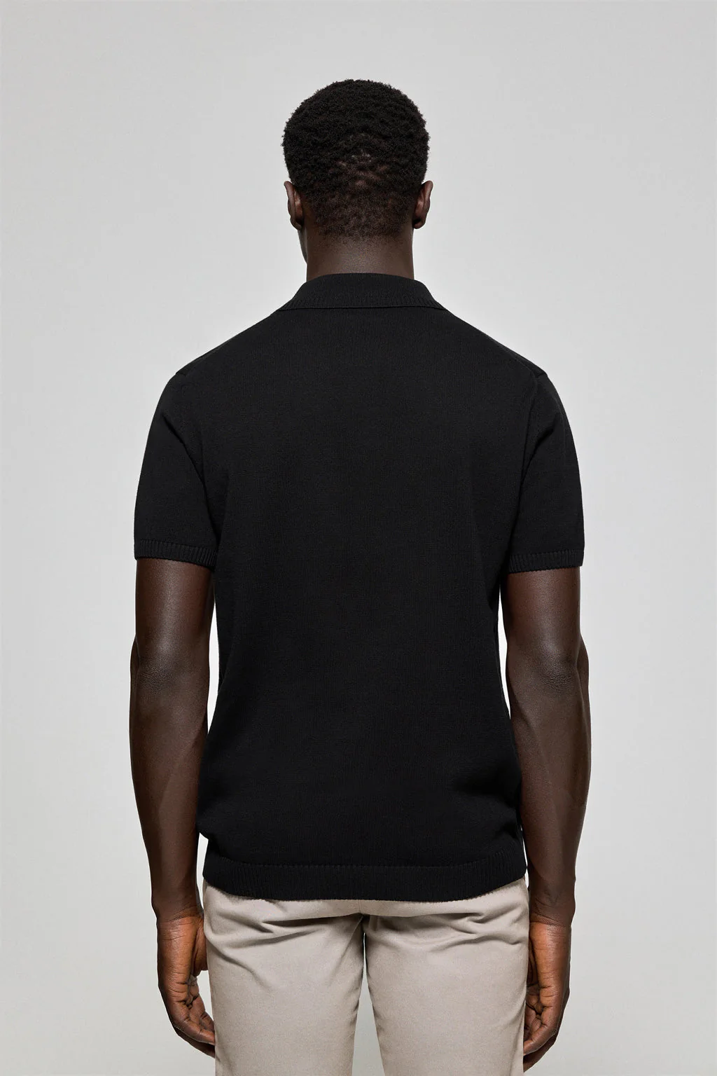 Black short-sleeve knitted polo shirt with Polo Club logo - Image 6