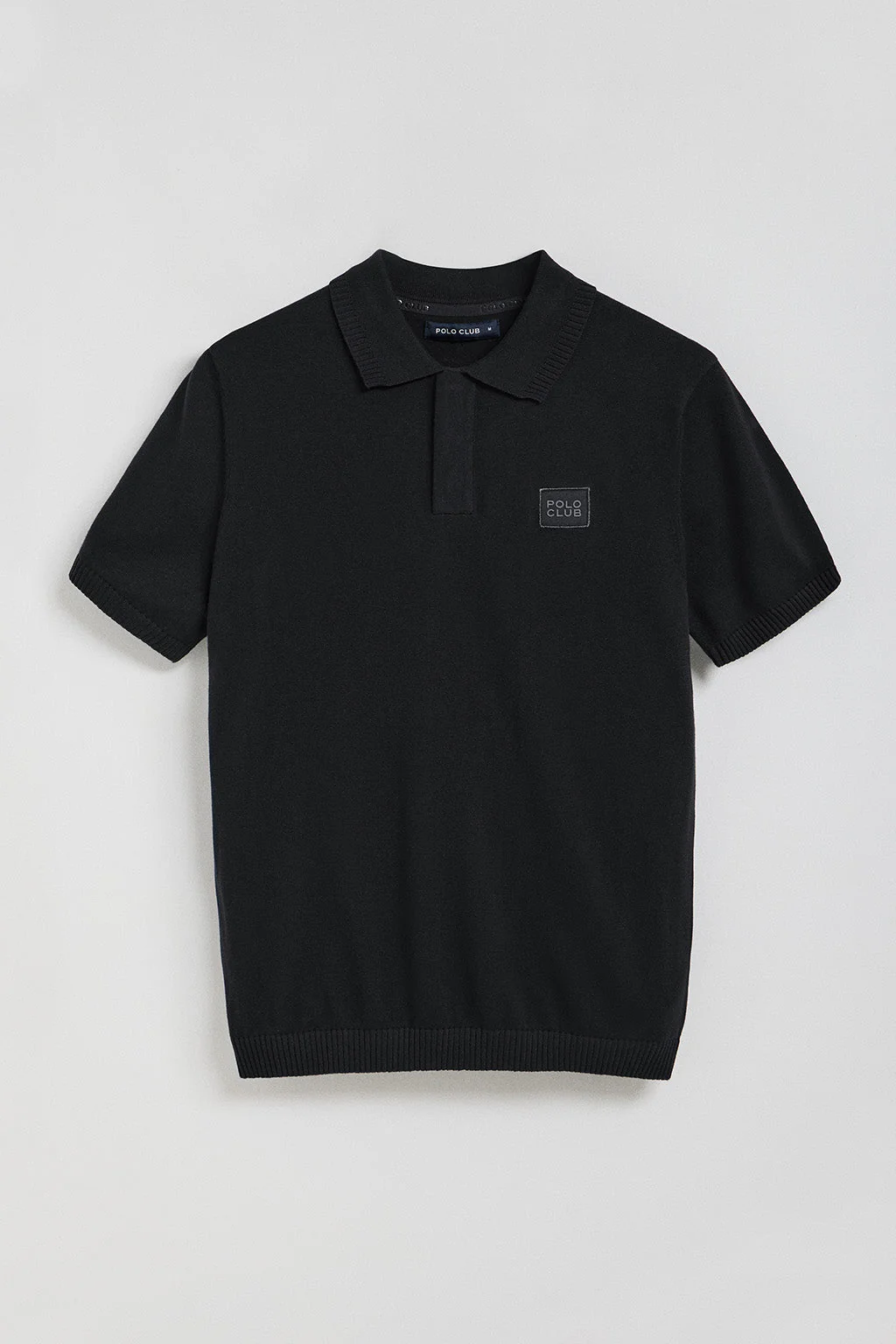 Black short-sleeve knitted polo shirt with Polo Club logo - Image 7