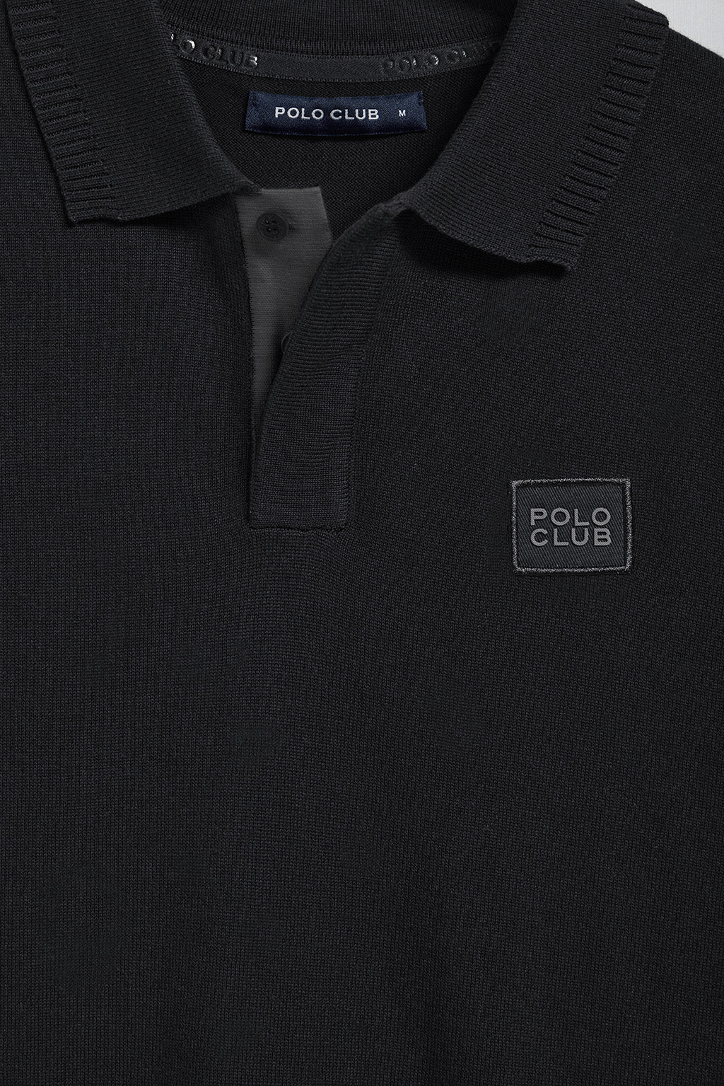 Black short-sleeve knitted polo shirt with Polo Club logo - Image 8