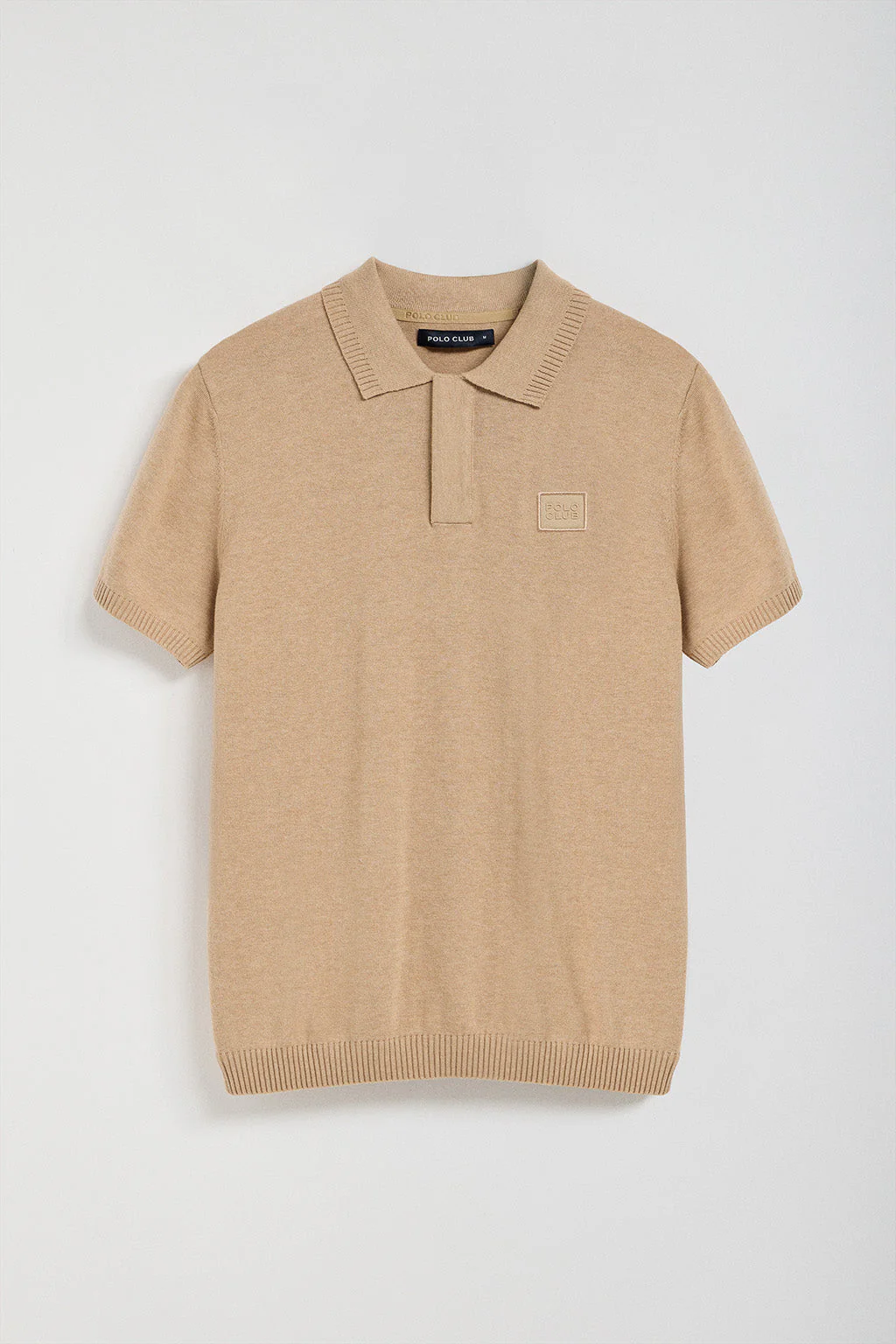 Caramel short-sleeve knitted polo shirt with Polo Club logo - Image 10