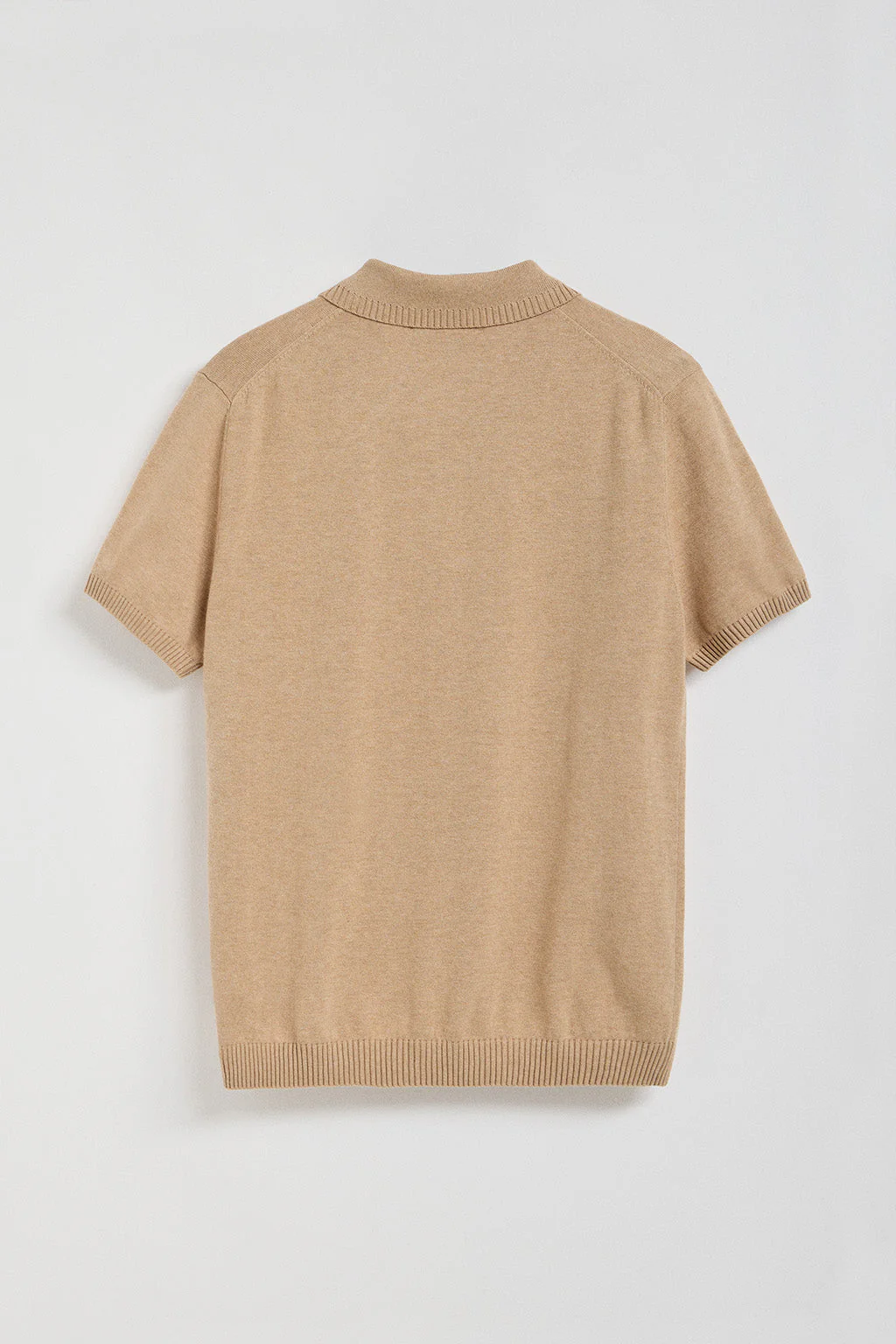 Caramel short-sleeve knitted polo shirt with Polo Club logo - Image 9