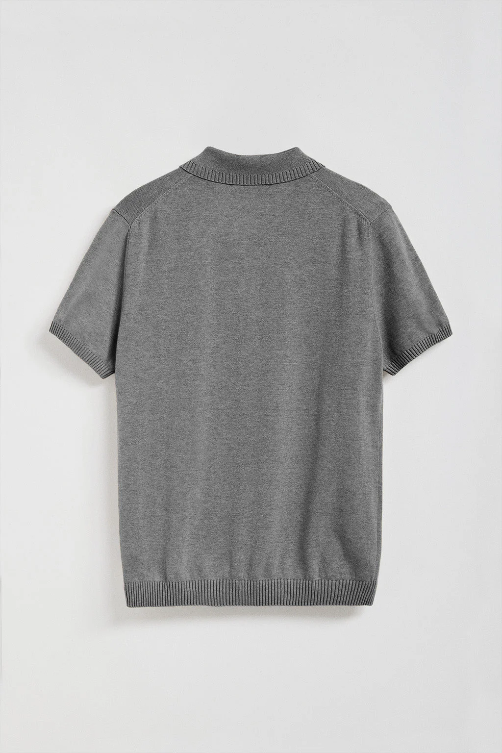 Grey-marl short-sleeve knitted polo shirt with Polo Club logo - Image 10