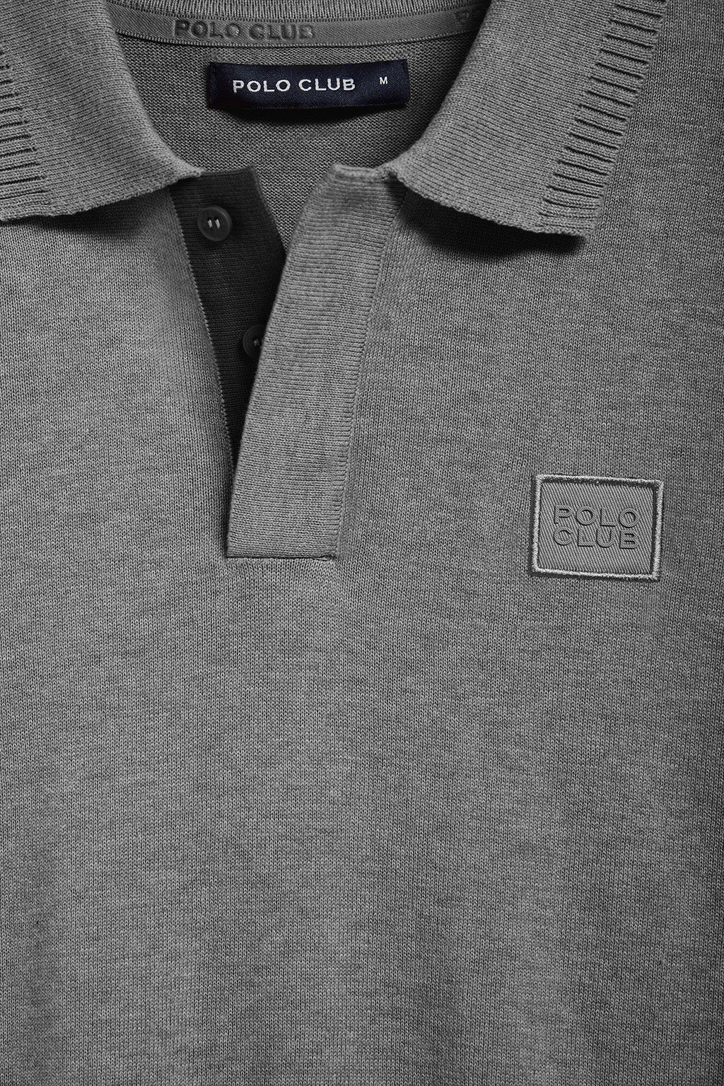 Grey-marl short-sleeve knitted polo shirt with Polo Club logo - Image 9