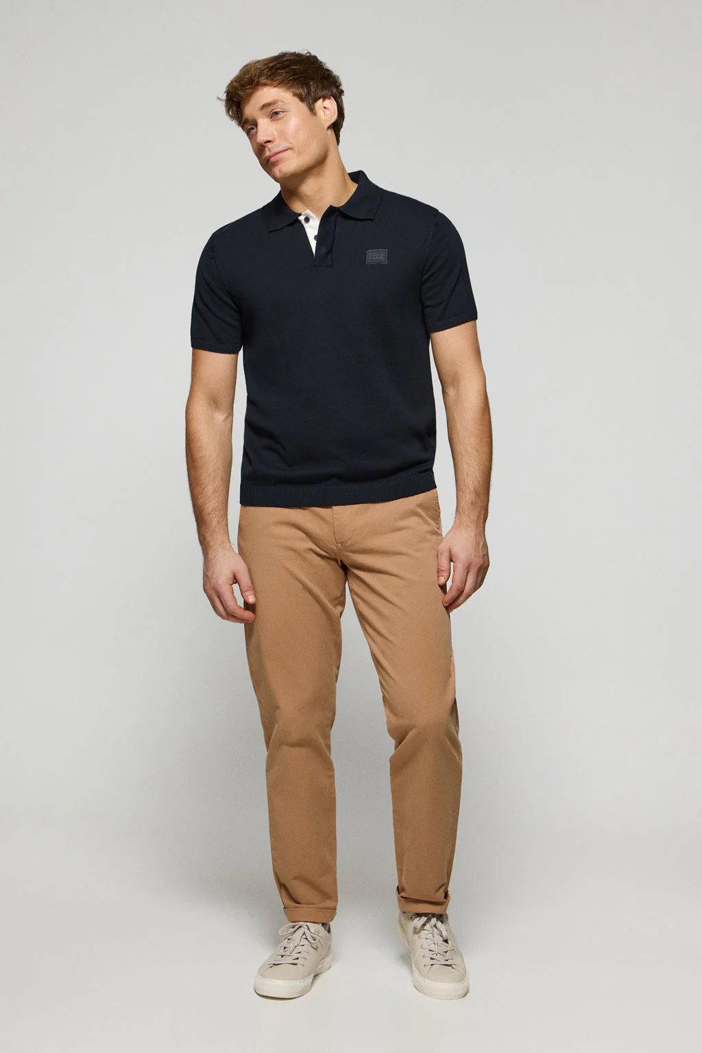 Navy-blue short-sleeve knitted polo shirt with Polo Club logo - Image 4