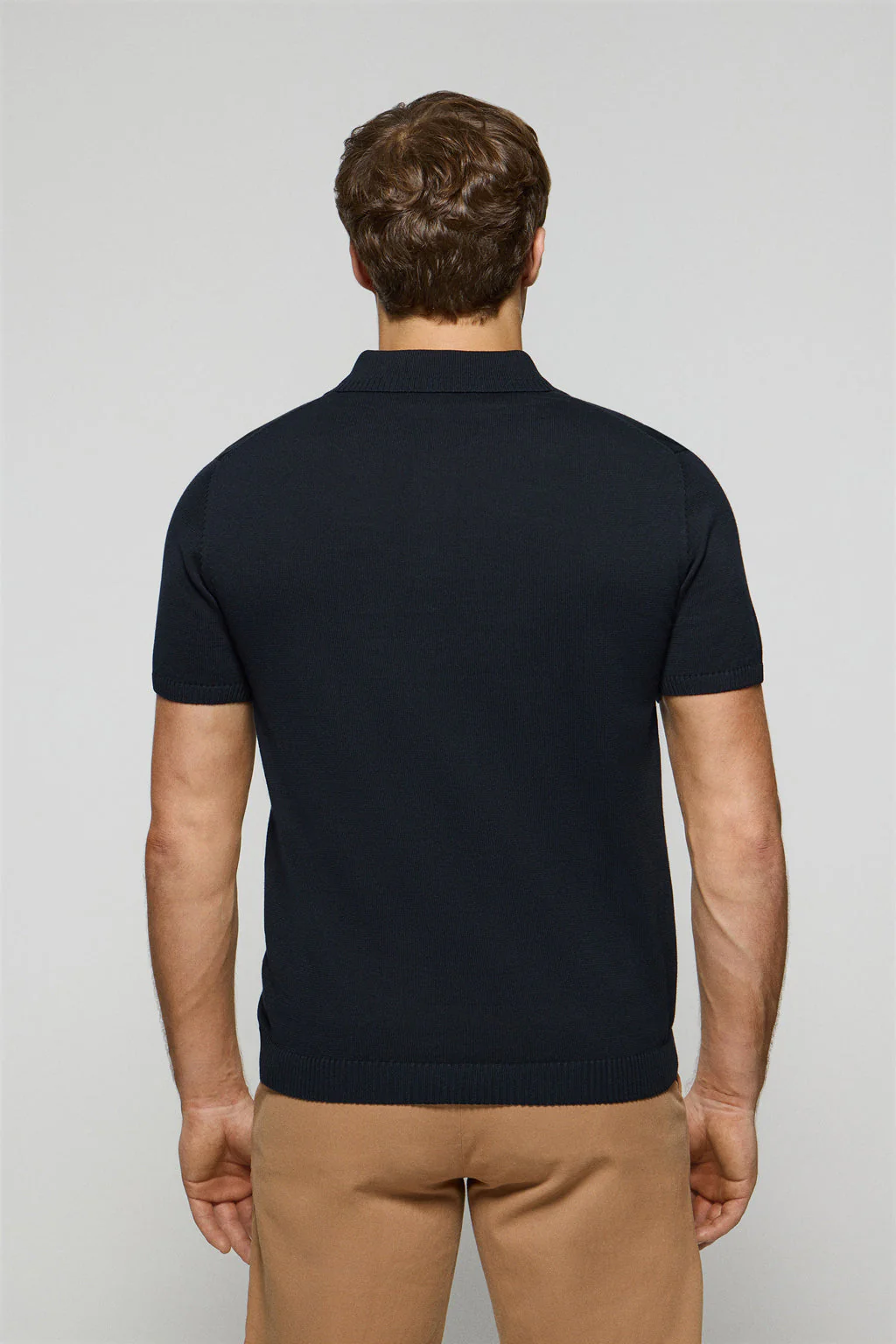 Navy-blue short-sleeve knitted polo shirt with Polo Club logo - Image 5