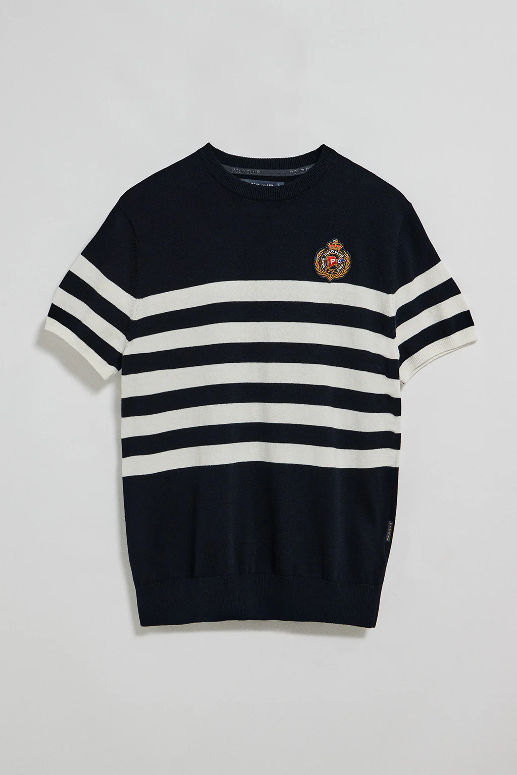 Navy-blue short-sleeve striped jumper with nautical patch - Image 5