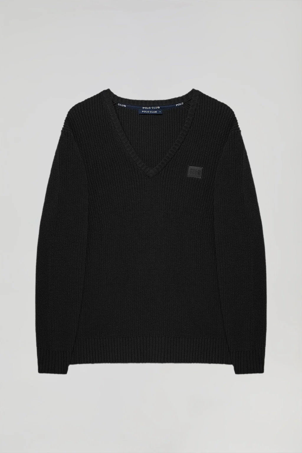 Black 9-gauge knit jumper with Polo Club detail - Image 6