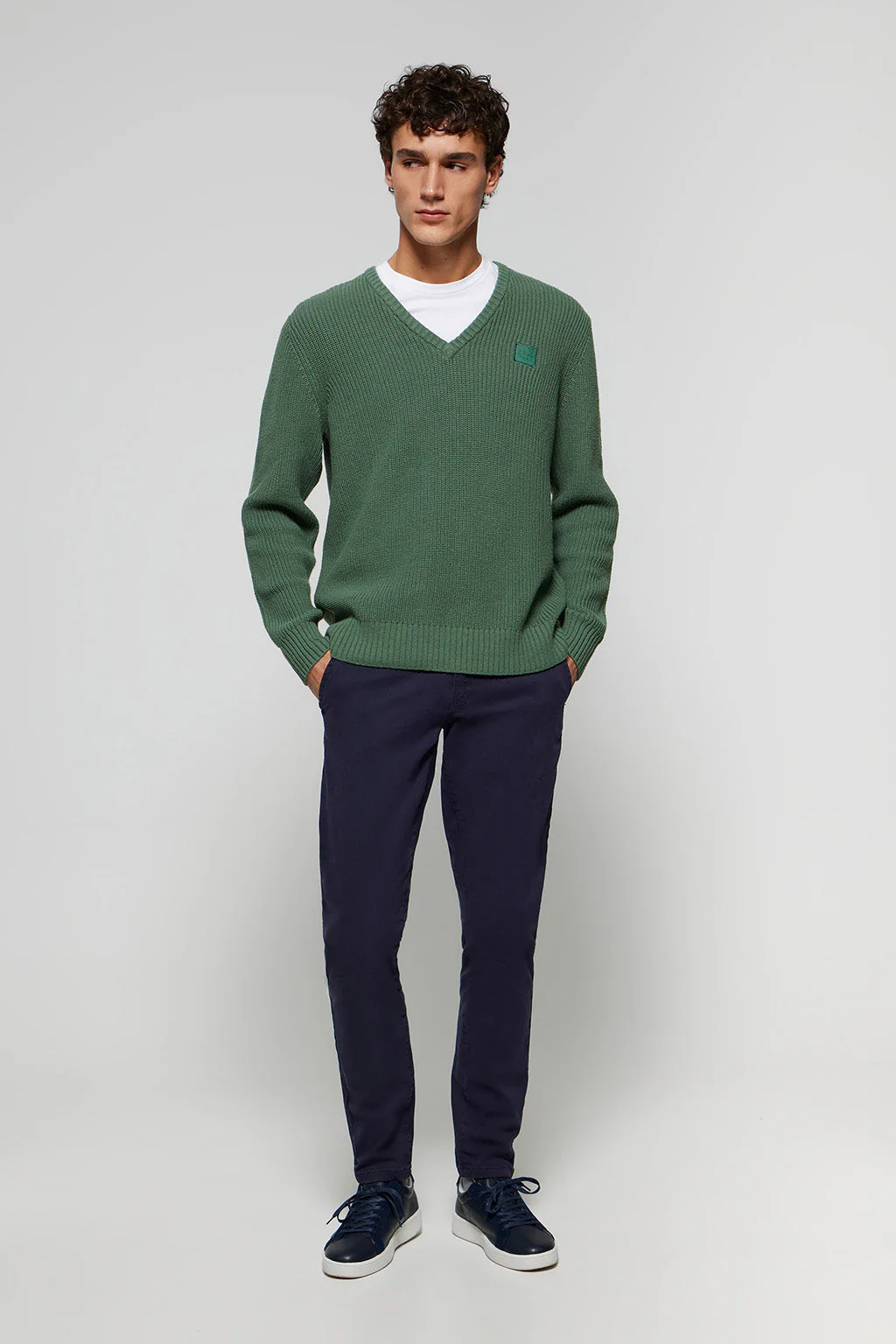 Green 9-gauge knit jumper with Polo Club detail - Image 3