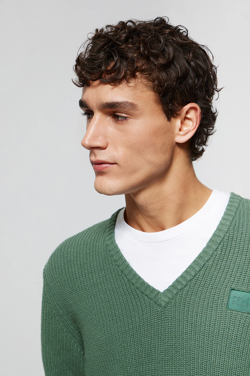 Green 9-gauge knit jumper with Polo Club detail - Image 4
