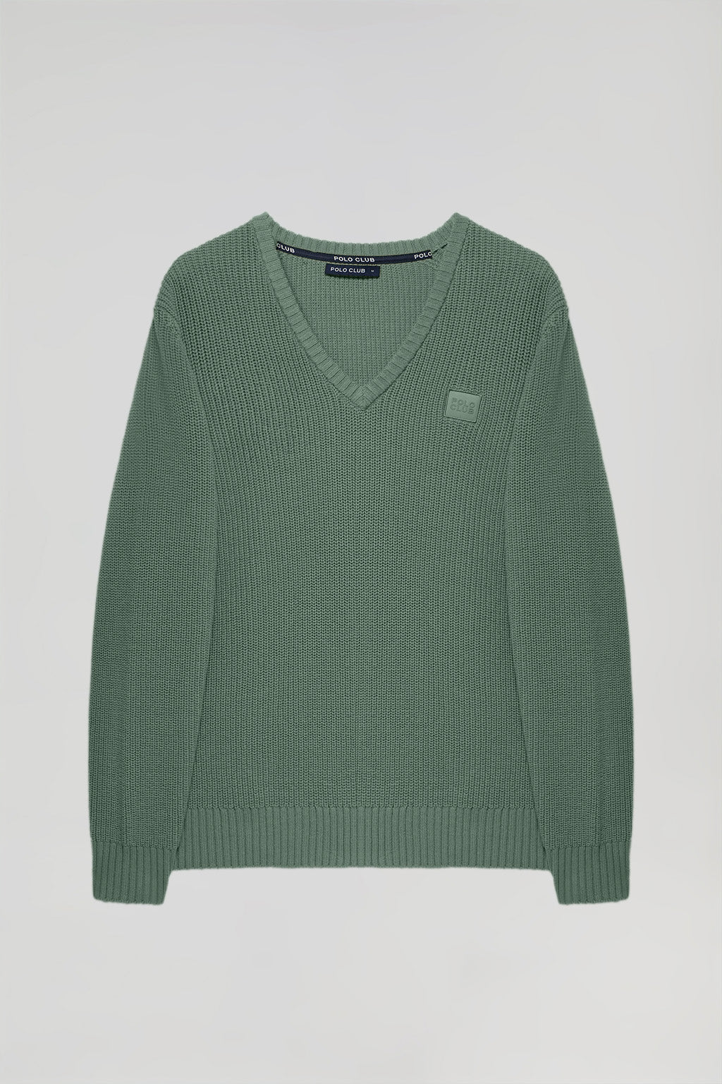 Green 9-gauge knit jumper with Polo Club detail - Image 9