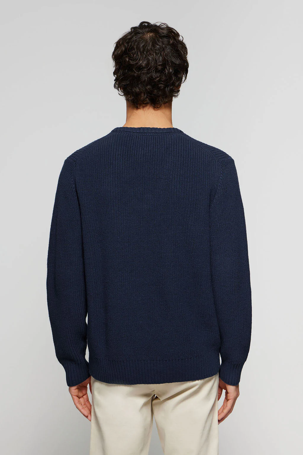 Navy-blue 9-gauge knit jumper with Polo Club detail - Image 5