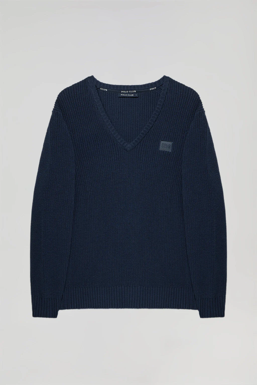 Navy-blue 9-gauge knit jumper with Polo Club detail - Image 9