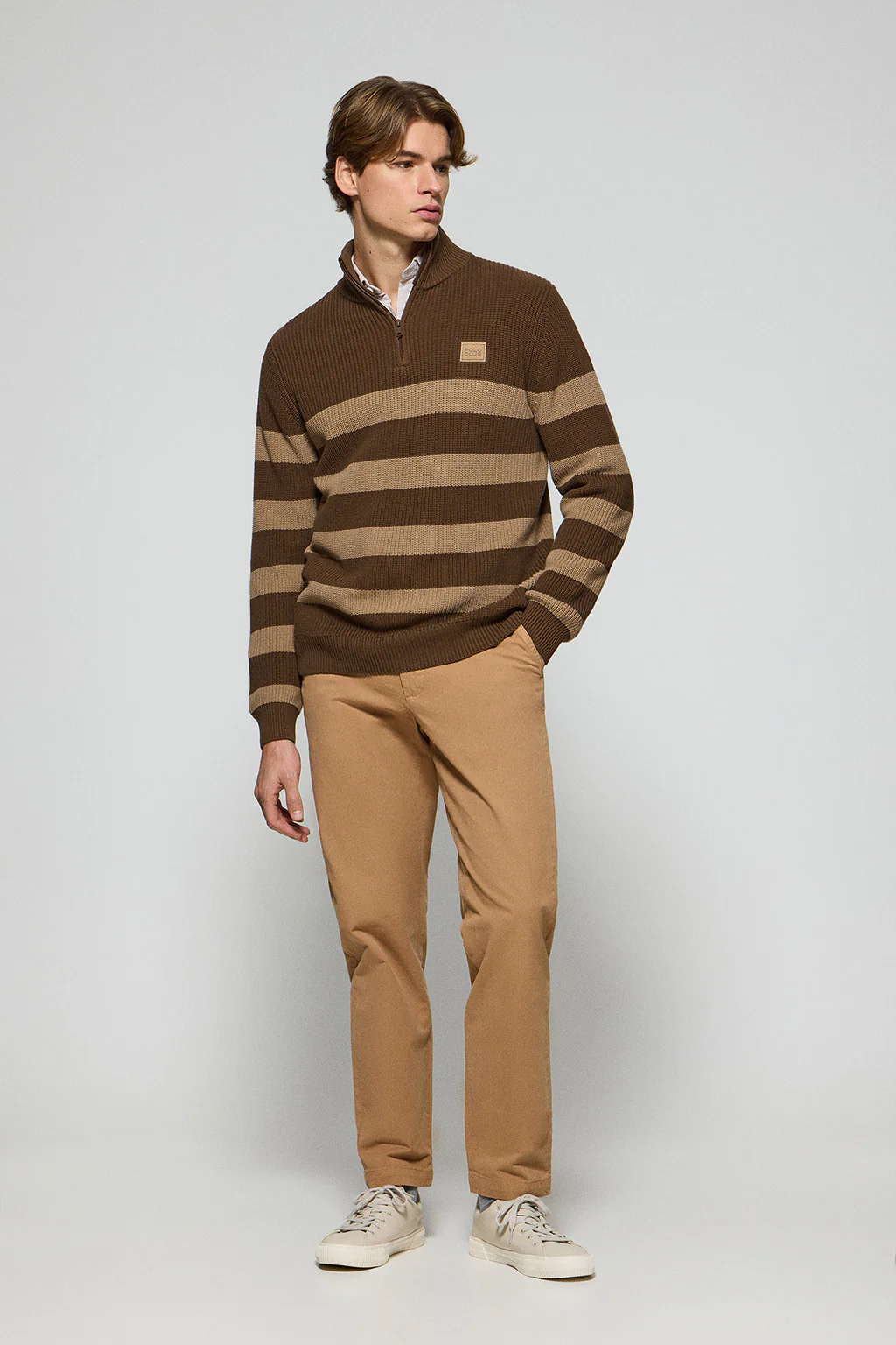 Sandy and brown striped jumper Julen with Polo Club logo - Image 4
