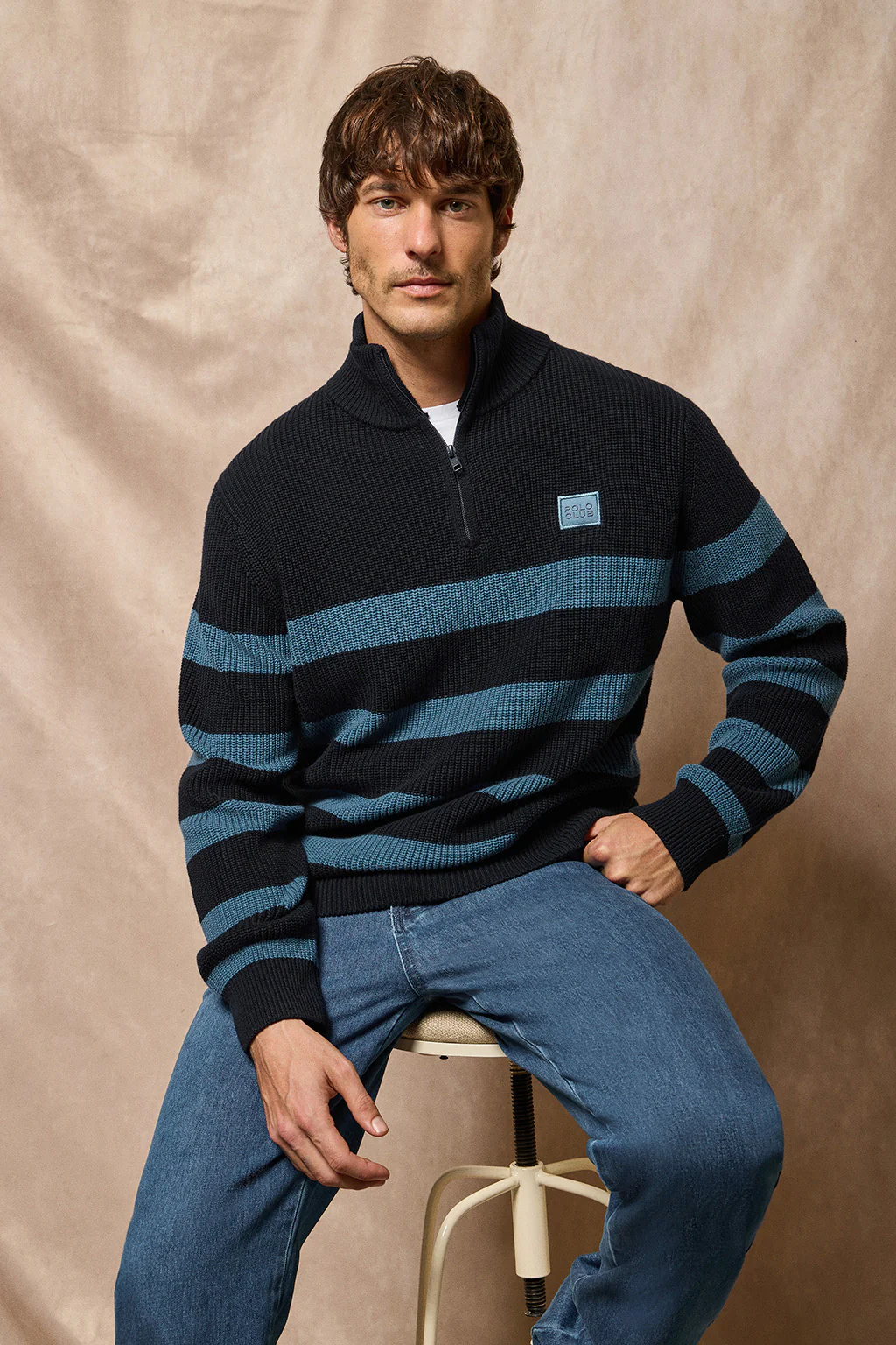 Blue and denim-blue striped jumper Julen with Polo Club logo - Image 11