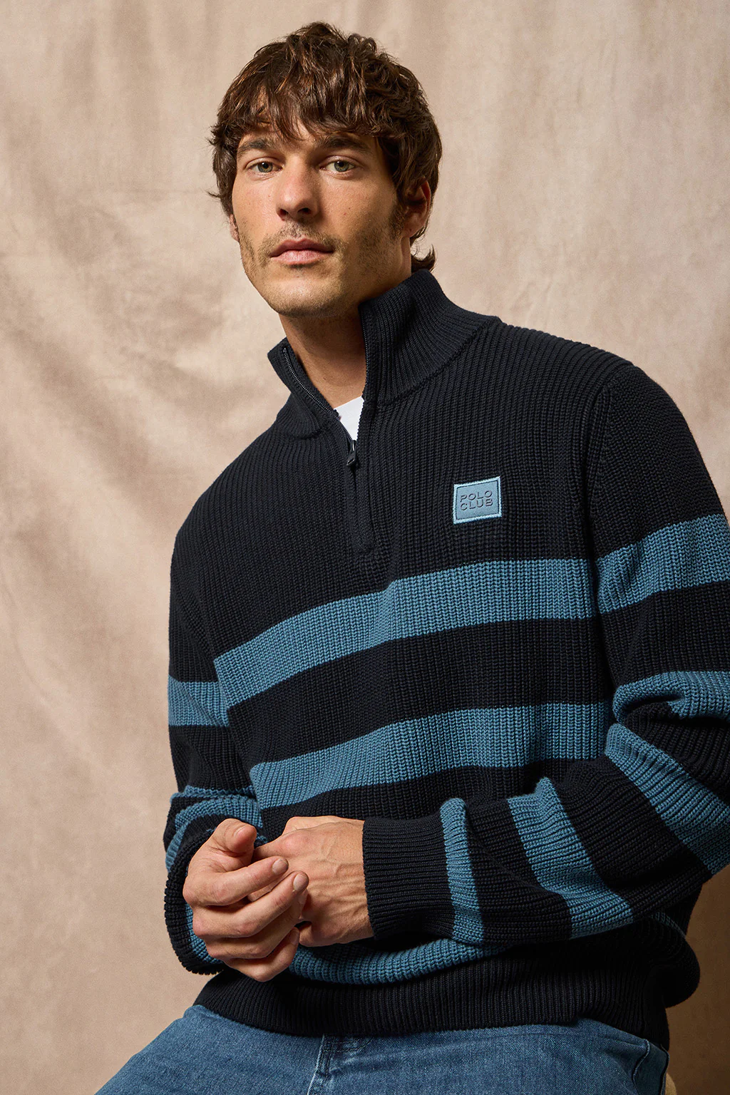 Blue and denim-blue striped jumper Julen with Polo Club logo - Image 12